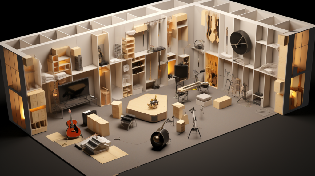A well-organized display of materials and tools required for building a soundproof booth, highlighting the importance of assembling the right components for effective soundproofing.