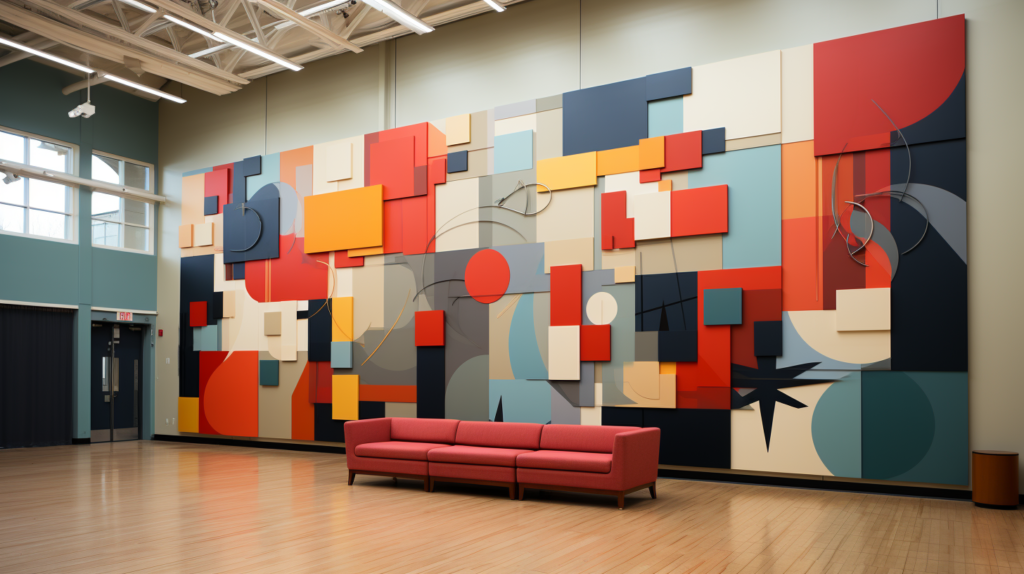 An image displaying a variety of acoustic panels, including fabric-wrapped fiberglass or mineral wool panels, plastic, wood, or composite rigid panels with distinct designs, modular panel systems, printed graphic panels, bass traps for low-frequency control, and diffusers for sound dispersion. Each panel type offers different benefits for varying budgets, design preferences, and sound requirements.