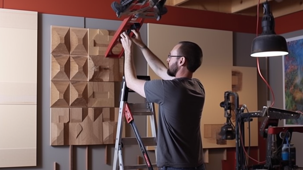 Image showing the step-by-step process of mounting DIY acoustic panels for effective soundproofing