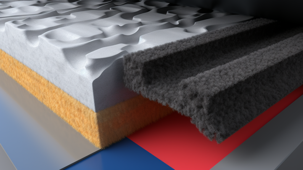Visual representation demonstrating how flanking noise easily penetrates through gaps in felt-covered surfaces. The image illustrates the weakness of felt in preventing flanking compared to effective soundproofing materials that seal potential sound leakage points. This visual emphasizes the importance of comprehensive coverage and sealing to achieve meaningful flanking noise reduction, a requirement that felt alone cannot meet