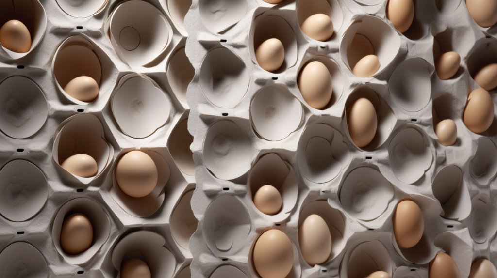 An illustration demonstrating the ineffectiveness of egg cartons for soundproofing. Egg cartons are affixed to a room's wall, but sound readily passes through them, emphasizing their inability to block or absorb sound. Professional soundproofing materials, including Mass Loaded Vinyl and thick insulation panels, are shown as highly effective in preventing noise transmission.