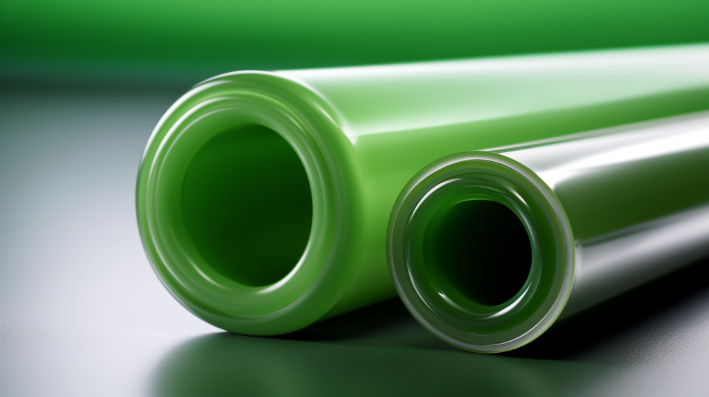 On the left side of the image, a traditional construction adhesive tube is shown, emphasizing its rigid nature, which is designed for bonding materials. On the right side, a Green Glue tube is highlighted, displaying its flexibility and vibration-absorbing capabilities. This visual comparison underscores the key distinction: Green Glue's ability to reduce sound transmission and adapt to structural movements, making it an ideal choice for soundproofing in construction