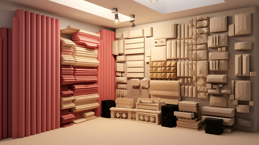 n image featuring a display of different soundproofing materials, including dense foam panels, mass-loaded vinyl rolls, and acoustic sealants. Each material is labeled to emphasize its key acoustic properties, such as density, dampening, and decoupling capabilities. The visual underlines the importance of selecting soundproofing materials with these properties for effective noise reduction and improved acoustics.

You can use this image prompt and alternate text to complement your blog content on the properties to consider when choosing soundproofing materials. If you have any more requests or need further assistance, please feel free to ask.
