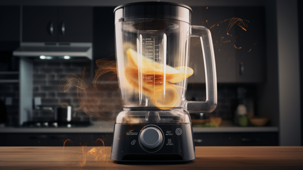 A compelling visual representation highlighting the reasons to soundproof a blender for a more considerate and convenient blending experience. In the center, a blender emits loud noise waves, symbolizing the disruptive sound it produces. Surrounding this central image, split visual representations showcase scenarios like early morning blending, late-night use, and daytime blending during work hours, each with icons representing disturbed sleeping housemates, home offices, and video calls. In contrast, an illustration of a soundproofed blender is surrounded by symbols of peace, tranquility, and the freedom to blend anytime. The image communicates the benefits of soundproofing a blender for a more harmonious living environment.