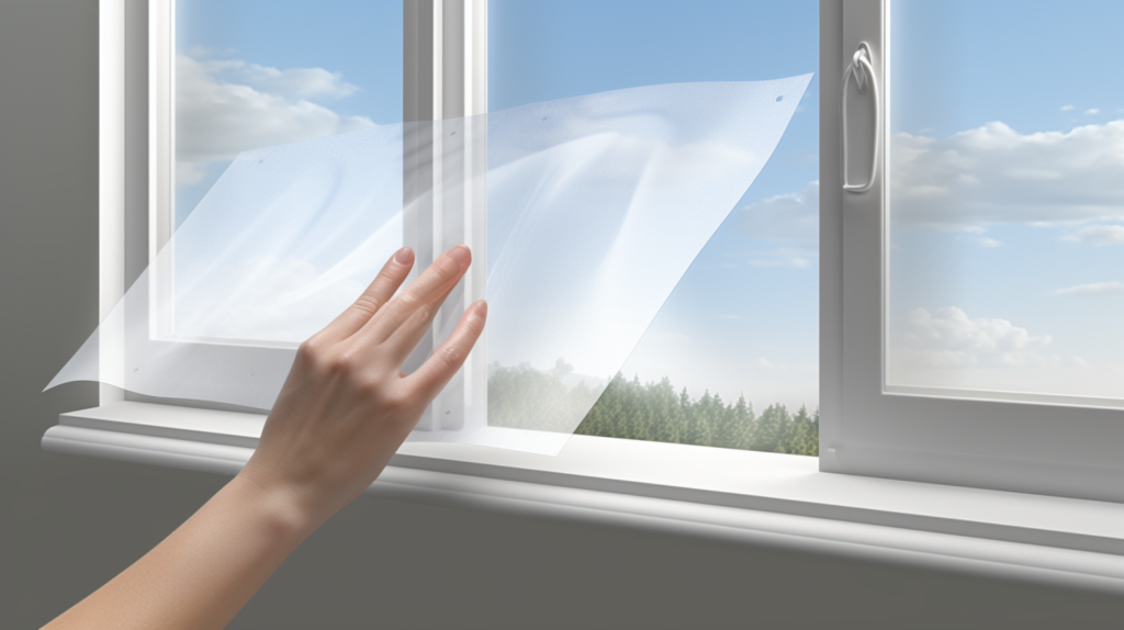 A visual representation of the mid-journey soundproofing process for nursery windows. Hands are shown replacing single-pane windows with double or triple-pane alternatives, highlighting the commitment to reducing noise infiltration. The air space between panes symbolizes effective insulation against external sounds. Alternatively, hands are depicted applying acoustic caulk to seal cracks around existing windows, showcasing the attention to detail in blocking sound leaks. The mid-journey transformation is highlighted, emphasizing the effort to turn nursery windows into an effective barrier against unwanted noise.
