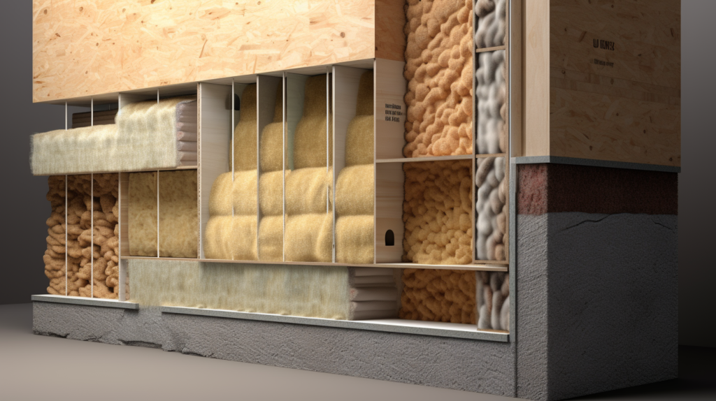 A cross-section view of a wall illustrates the versatility of mineral wool insulation for soundproofing. Layers of varying thickness, ranging from thin to multiple inches, showcase the adaptability of mineral wool to different noise reduction requirements. A visual comparison with other materials emphasizes the cost-effectiveness of mineral wool, providing superior sound absorption and transmission blocking at a moderate price point.