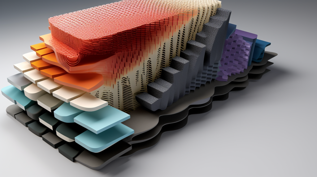 This dynamic visualization explores the key factors impacting the acoustic performance of panels and foam. The three-dimensional representation unfolds to reveal layers of acoustic materials influenced by design elements. Thickness takes center stage as layers of foam and panels showcase the impact of increased depth on low-end absorption. The visualization emphasizes the significance of air space, depicting strategically placed materials creating bass traps. Layering becomes apparent as fiberglass boards, air gaps, and fabric finishes combine to form comprehensive panel assemblies. The visualization also highlights the importance of coverage, illustrating how the quantity and placement of acoustic materials directly affect their effectiveness. Whether concentrated on the front wall or strategically dispersed, the coverage ratio plays a crucial role in achieving optimal reverberation and echo reduction. This engaging visualization provides a deeper understanding of the multifaceted design elements that contribute to the enhanced acoustic performance of panels and foam