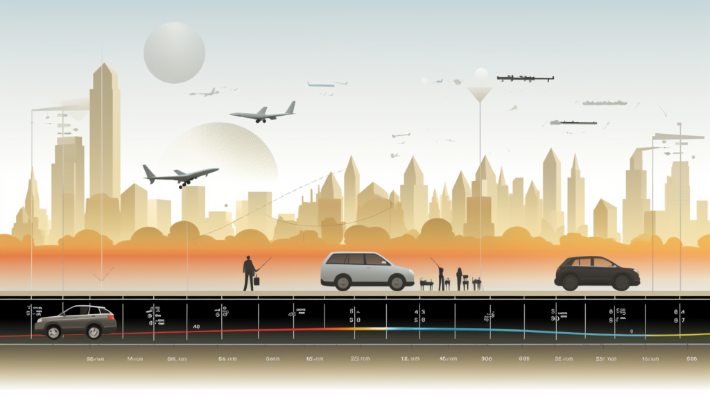 An instructive image demonstrating the understanding and addressing of different types of outdoor noise. The image features a diverse outdoor environment with various noise sources, including traffic, aircraft, neighbor activities, and machinery. Visual representations of sound frequency ranges highlight the mix of low, mid, and high frequencies associated with each type of noise. Solid barriers like fences, walls, and berms are shown addressing traffic noise, while acoustic structures and panels manage aircraft noise. Dense plantings strategically absorb and block neighbor noise, softening voices, music, and clamor. For machinery noise, mass and isolation tactics are applied to reduce transmission. The image emphasizes the need to adapt soundproofing solutions based on the predominant frequencies of noise, with mass and vibration damping for lower-pitched sounds and porous materials for high-frequency noise. This visual guide conveys the importance of covering all frequencies to effectively address a diverse range of outdoor noise sources.