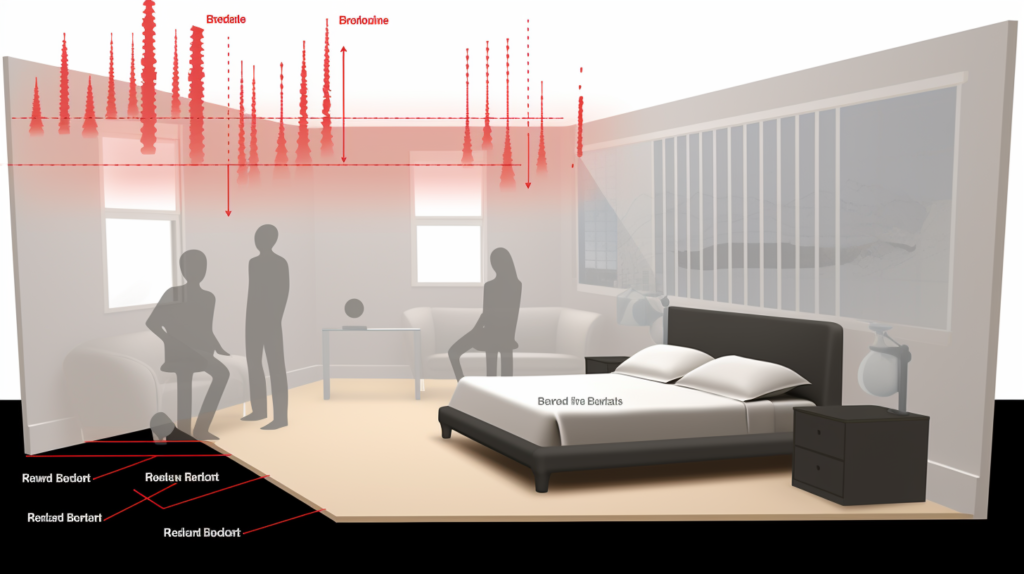 An illustrative diagram depicts the impact of NBR panels on reducing noise in a room. The 'Before' section shows soundwaves easily passing through untreated walls. In the 'After' section, the same room, post-installation of NBR panels, exhibits a significant reduction in soundwaves. Clear labels, graphics, and decibel indicators emphasize the effectiveness of NBR panels in lowering noise levels, creating a visual representation of enhanced acoustic privacy