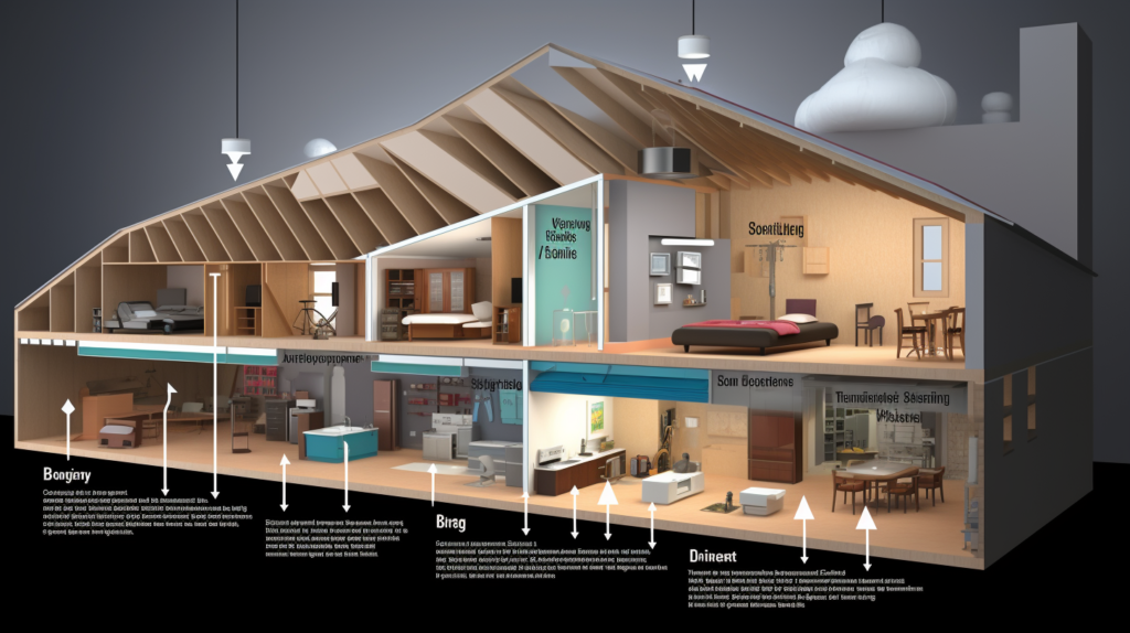 An illustrative representation captures the concept of cost and budgeting for soundproofing. A scale balances the initial investment against long-term dividends, including noise reduction, increased property values, and energy savings. Options range from professional solutions with expertise to DIY soundproofing materials and solutions for those on a tighter budget. The image emphasizes the importance of planning, understanding specific space challenges, and selecting appropriate materials and techniques for effective soundproofing