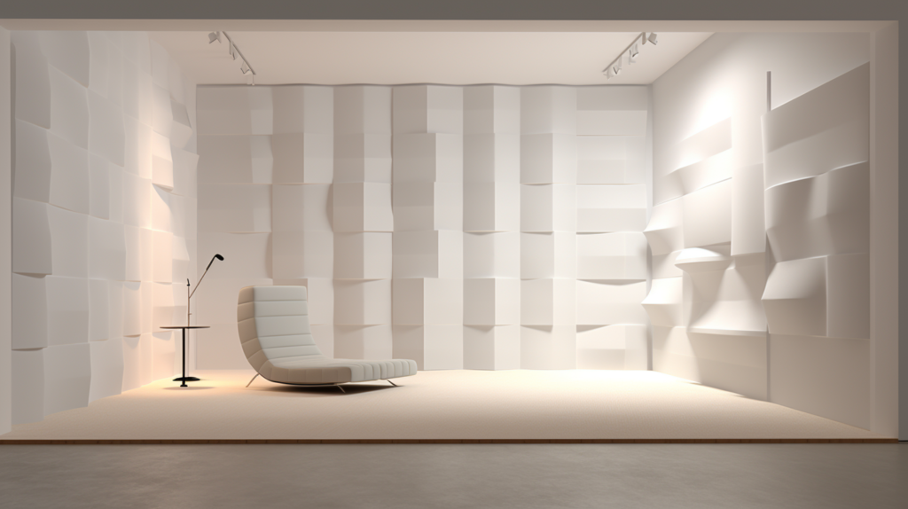 A visually compelling representation of the remarkable impact of acoustic panels on a room's acoustics. In the 'before' section, witness a space filled with echoes and uncontrolled noise. In stark contrast, the 'after' section reveals the same room transformed by strategically placed acoustic panels, effectively reducing noise reflection. The image underscores the panels' ability to absorb up to 80% of sound, creating a serene and acoustically controlled environment. A visual testament to the importance of proper installation and coverage for maximum effectiveness in mitigating various types of noise