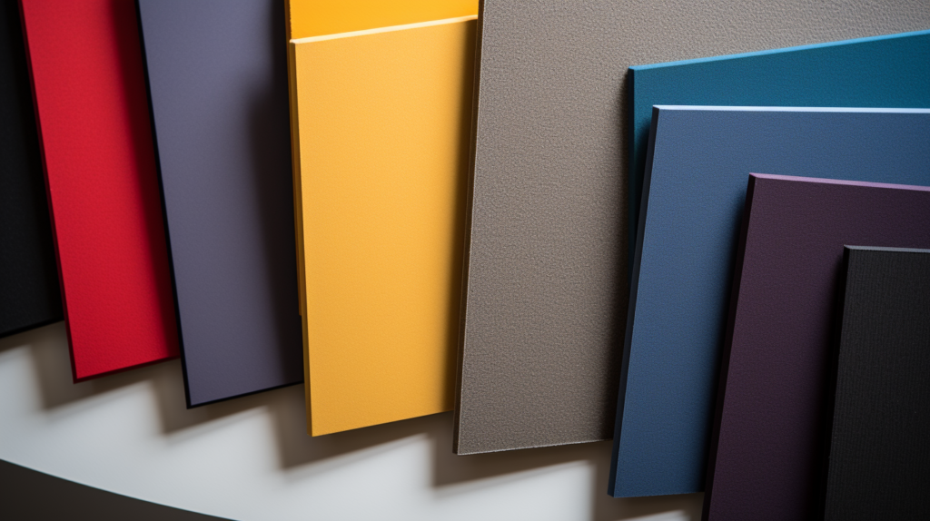 A collection of Acoustic Pro Fabric Wrapped Panels is elegantly displayed, featuring various edge dressings for customization. The panels, with their rigid fiberglass core wrapped in acoustically neutral fabric, showcase both functionality and sleek design. The image captures the essence of these panels as they effortlessly absorb sound waves, maintaining impact resistance and durability over time. The diverse edge dressing options add an extra layer of aesthetic appeal, providing a versatile solution that complements different interior designs.