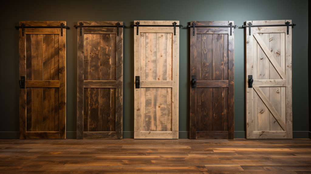A visual comparison unfolds, contrasting barn doors with various door types for soundproofing. A traditional swing door stands solid and well-sealed, showcasing its soundproofing advantages. A pocket door shares similarities with barn doors in terms of sliding mechanisms and potential challenges. The distinction between solid core and hollow core doors is illustrated, with emphasis on the denser material of solid core doors. An acoustic door steals the spotlight, symbolizing advanced features engineered for maximum sound insulation, ideal for critical spaces like recording studios or theaters