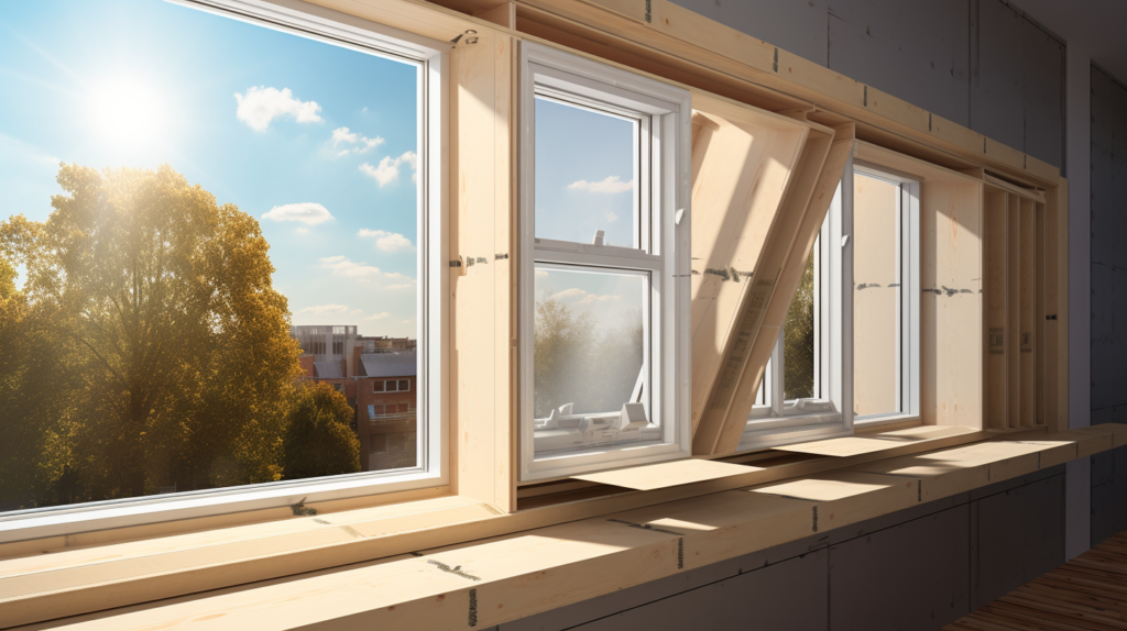 A visual representation of a window installation mid-process, showcasing double pane and triple pane options, as well as window inserts. The image symbolizes the journey of soundproofing windows, offering alternatives to enhance the acoustic comfort of your space.