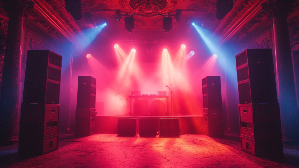 As the DJ fine-tunes their sonic landscape, a visual unfolds with precision – speakers positioned like musical notes, angled to cover every corner of the dance floor. The subwoofer, strategically placed to complement without interference, becomes the anchor of deep bass. The image captures the essence of proper speaker configuration – a fusion of physical placement and electronic mastery. Low pass filters on speakers and high pass filters on the sub create a seamless transition between frequencies, while EQ adjustments on the DJ controller sculpt the final audio masterpiece. Step into a world where meticulous configuration results in a polished, professional sonic experience