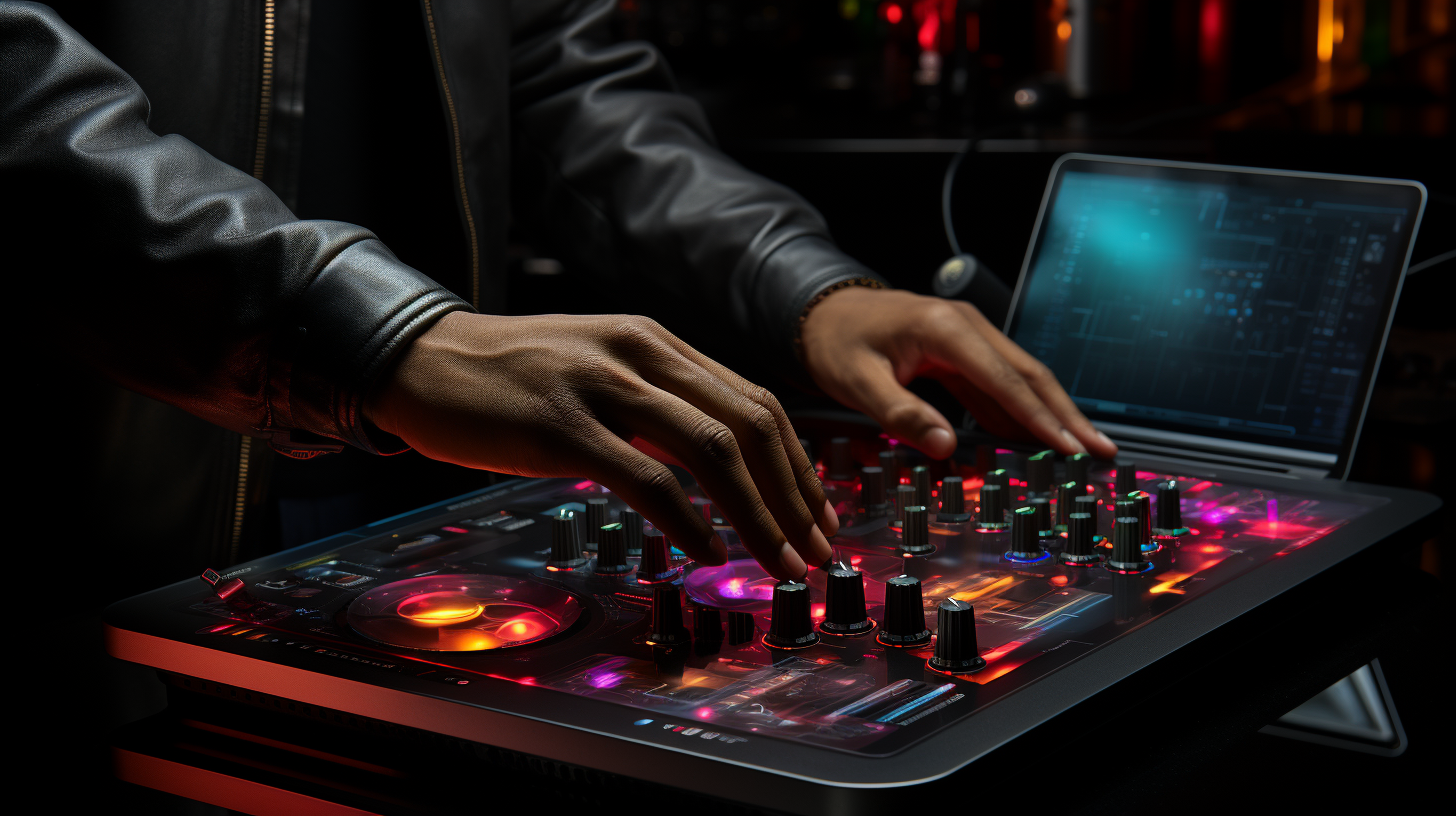 As the DJ ventures into the realm of managing multiple paired device connections, a mid-journey tableau unfolds where Bluetooth speakers become versatile companions. Surrounded by the ease of switching between devices, the DJ navigates the complexities with precision, seamlessly reconnecting with known paired devices. Each effortless switch is a dance of convenience and flexibility, showcasing the art of managing connections in the world of DJing. Alternative text: 'In the dance of connection management, a DJ effortlessly switches between devices, establishing a seamless relationship between Bluetooth speakers and the DJ controller—a visual representation of the dynamic flexibility in managing multiple paired connections