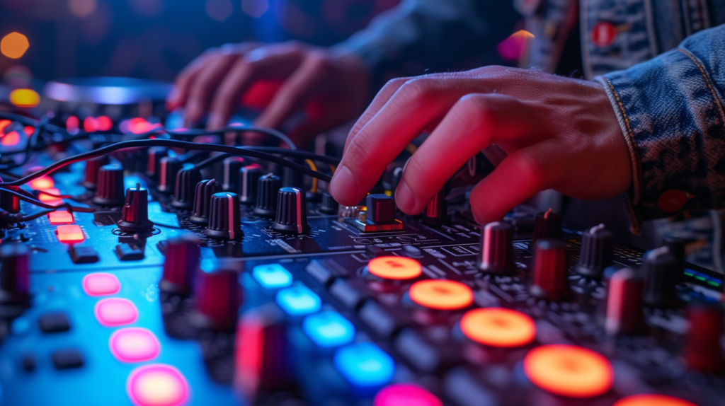 At the equipment crossroads, a DJ contemplates their options, surrounded by a spectrum of DJ controllers, each with its distinct connectivity features. The DJ's hand hovers over the chosen controller, the gateway to a powerful audio experience. The image captures the essence of selecting the right gear – from controllers with specific outputs to powered subwoofers tailored to venue size. This decision-making moment is critical, and the DJ's thoughtful choice sets the stage for an immersive sonic journey. Explore the world of optimal DJ controller and subwoofer pairing, where every equipment selection resonates with the promise of a finely tuned audio performance