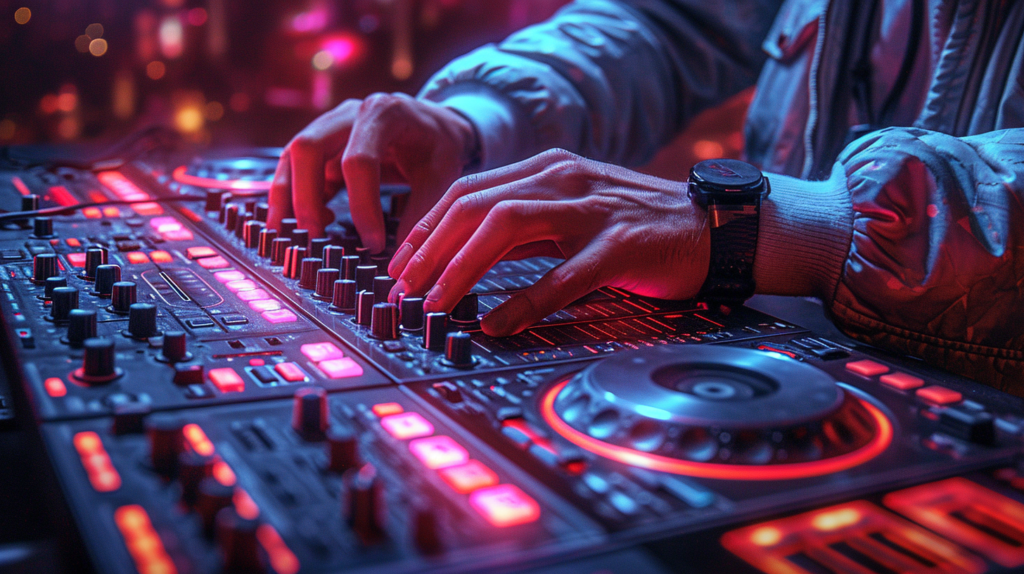 This evocative image encapsulates the decision-making moment for DJs. On the left, a DJ controller stands adorned with buttons and sliders, embodying the simplicity and charm of built-in mixing capabilities. On the right, an external mixer takes the spotlight, suggesting a path to limitless creativity. The split view mirrors the choice faced by DJs – to embrace the familiar comfort or venture into the uncharted realms of advanced mixing possibilities
