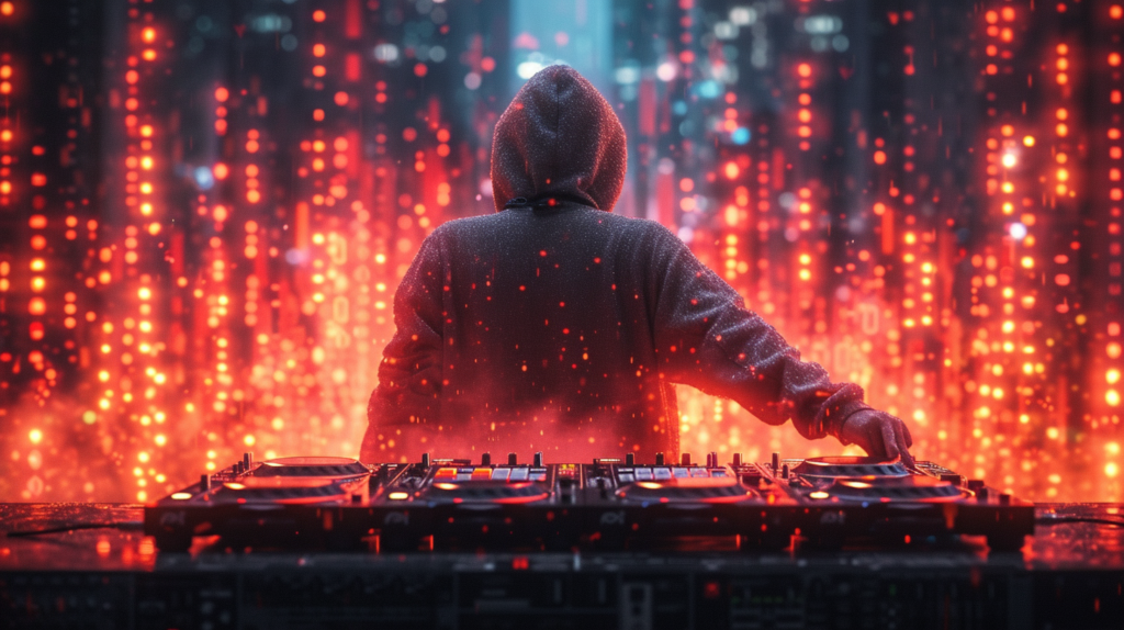 In a visually engaging scene, a DJ is immersed in the decision-making process of choosing the perfect Traktor controller. The image features a diverse array of controllers, symbolizing key considerations such as the number of decks needed, type of mixing desired, built-in audio interfaces versus external options, form factor, portability, and budget constraints. The collage reflects the comprehensive evaluation DJs undertake when selecting DJ gear, highlighting the importance of finding a balance between functionality, portability, and affordability. This visual guide captures the essence of the DJ's journey in making informed decisions to enhance their Traktor DJing experience