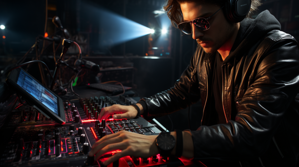 In this mesmerizing image, the DJ stands at the intersection of technology and art, testing and adjusting levels with precision. Knobs and sliders become instruments in the hands of the DJ, sculpting the sonic landscape. The room comes alive with music as the DJ critically listens for resonances and nuances, fine-tuning volume levels across the controller, amplifier, and mixer. This visual guide is a testament to the DJ's mastery, where every adjustment resonates with the pulse of the crowd. It's the final act in the symphony of setup – a journey where the DJ's discerning ear transforms a mix into an immersive sonic masterpiece
