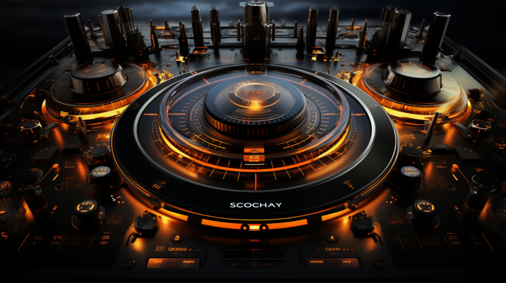 In this captivating image, witness the DJ's mastery in the final act of sonic sculpting. The screen lights up as the DJ navigates software interfaces, adjusting output settings with precision. Sliders and knobs come to life, a visual symphony of gain staging and EQ tweaks. The DJ controller, now intricately linked to the amplifier, awaits the transformative touch of the final configuration. Delve into the world of optimal signal flow, where every adjustment resonates with the promise of distortion-free brilliance. This visual guide unveils the artistry of configuring audio settings, a crucial step in the DJ's journey to sonic perfection