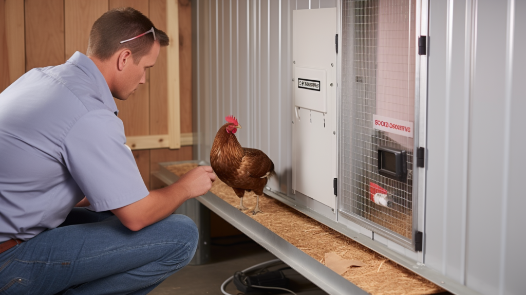In the final stages of construction, an image encapsulates the thorough inspection of a completed soundproof chicken coop. The coop owner and an assistant engage in a meticulous testing process, creating exterior noise while scrutinizing the interior for any lingering sound leaks or gaps. The use of acoustic sealant and caulk is highlighted, employed to plug any holes or cracks discovered during the inspection. Dedication to perfection is evident in the application of new weather stripping, adjustment of door seals, and addition of insulation in overlooked areas. The image reflects a commitment to achieving a flawlessly soundproof coop interior through continuous testing and sealing.