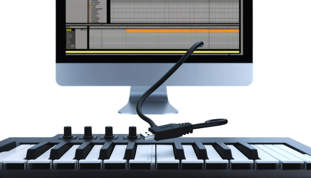 MIDI keyboard connecting to a computer with Ableton Live