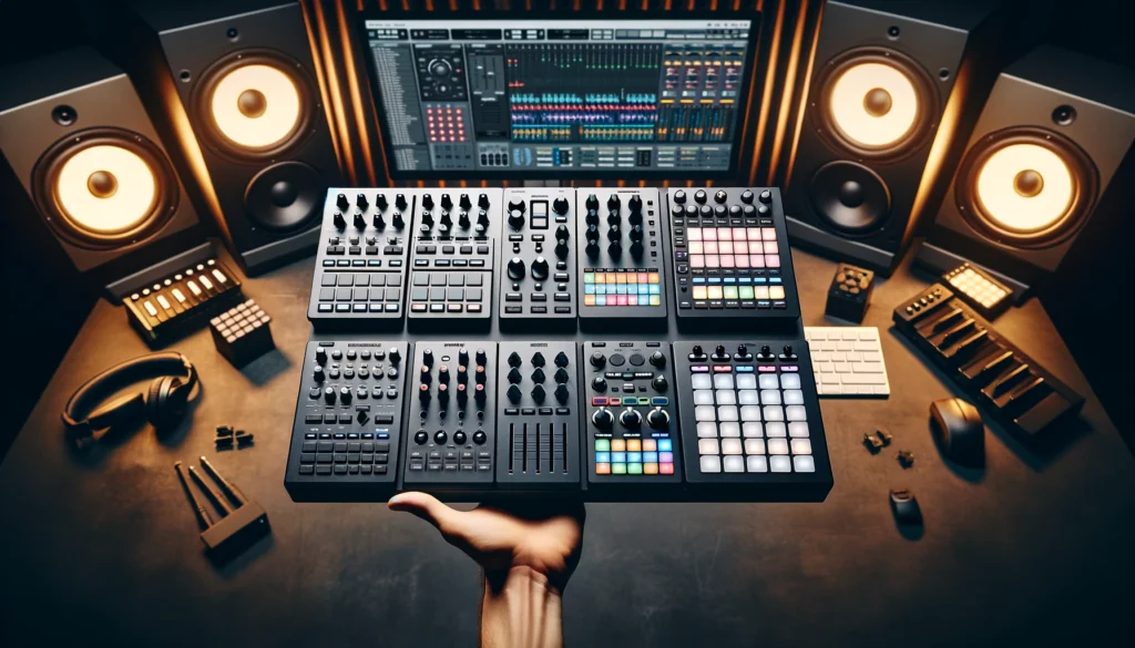 Selection of MIDI controllers optimized for stream deck use in a home studio