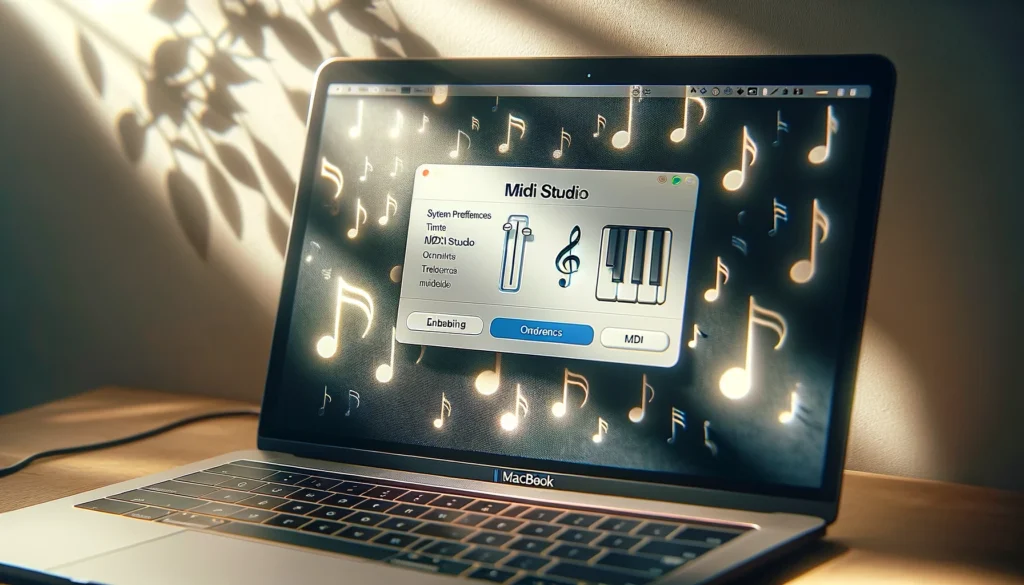 MacBook showing music software, used as a MIDI controller