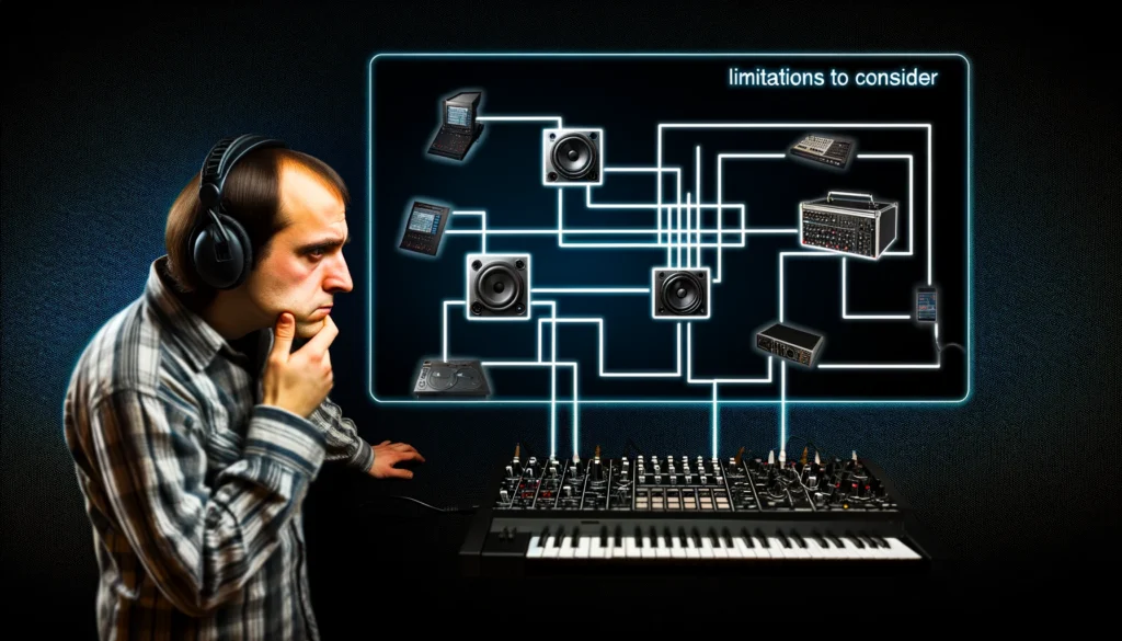 A visual depiction highlighting the potential challenges and considerations when using synthesizers as MIDI controllers.