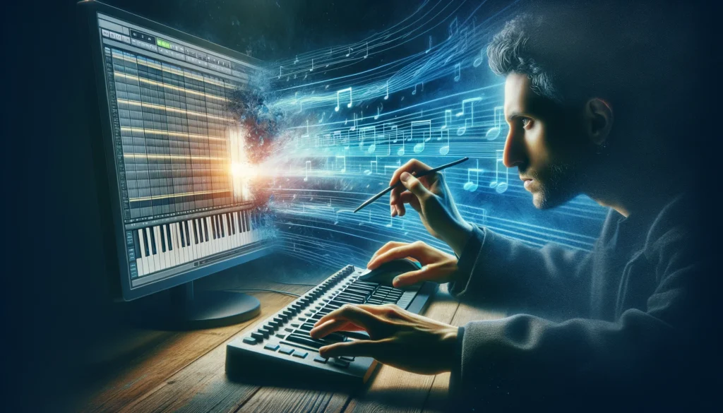 Musician crafting music in DAW without MIDI controllers