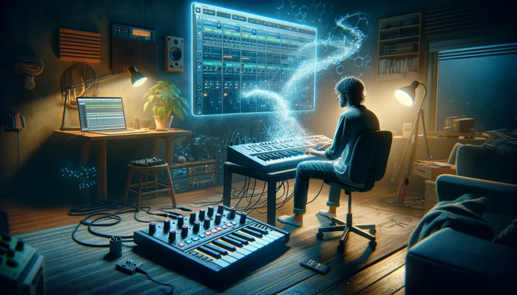Musician enhances music production with MIDI controller and Audiotool
