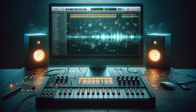A digital music production setup highlighting the control of vocals with MIDI.