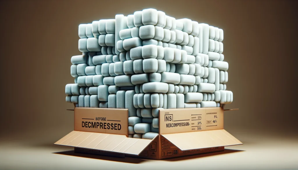 A stack of compressed acoustic foam panels in packaging.