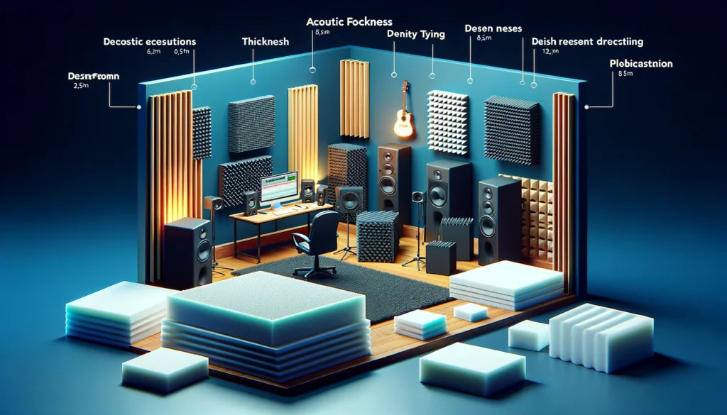 Studio with various acoustic foam types, highlighting key effectiveness factors