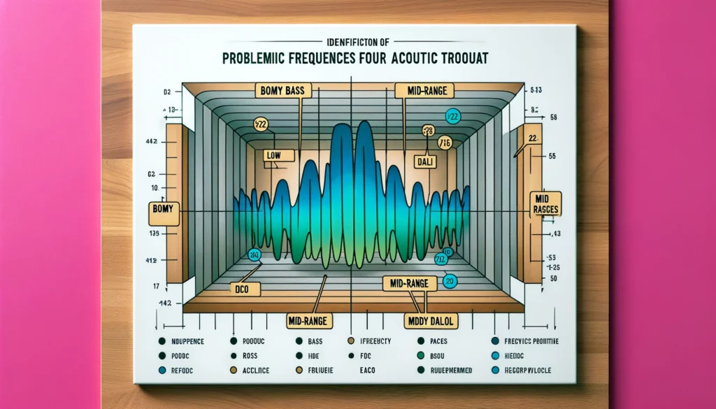 Diagram illustrating the identification of problematic frequencies in a room.