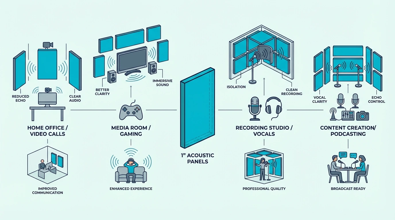 Typical applications for 1-inch acoustic panels
