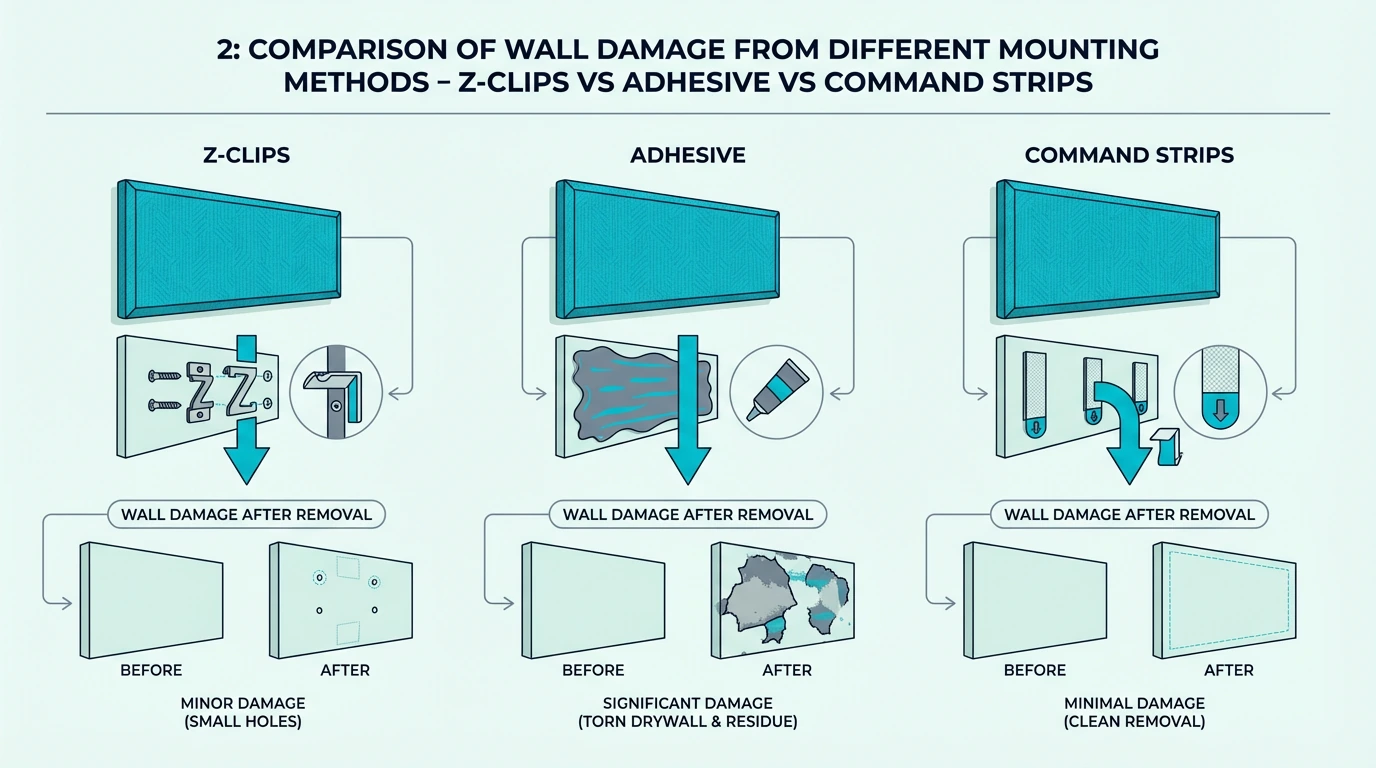 Four acoustic panel mounting methods comparison