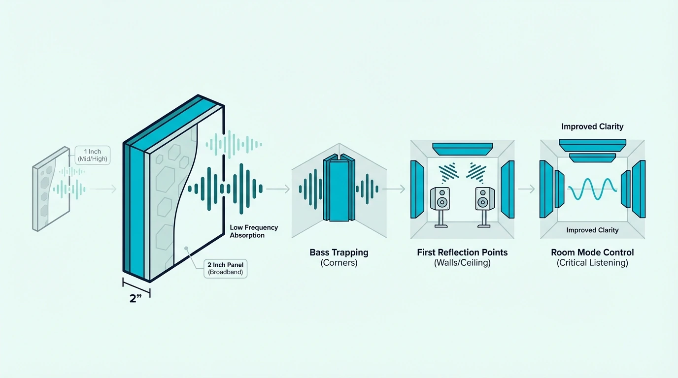 Typical applications for 2-inch acoustic panels