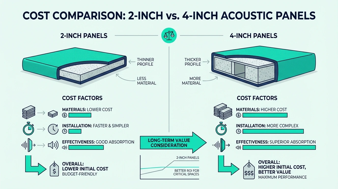 Cost comparison for 2-inch versus 4-inch acoustic panels