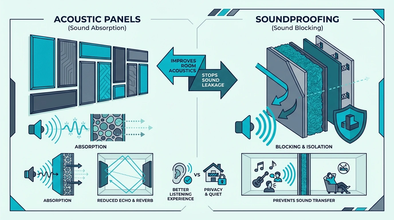 Decision framework panels vs soundproofing for do acoustic panels keep sound in
