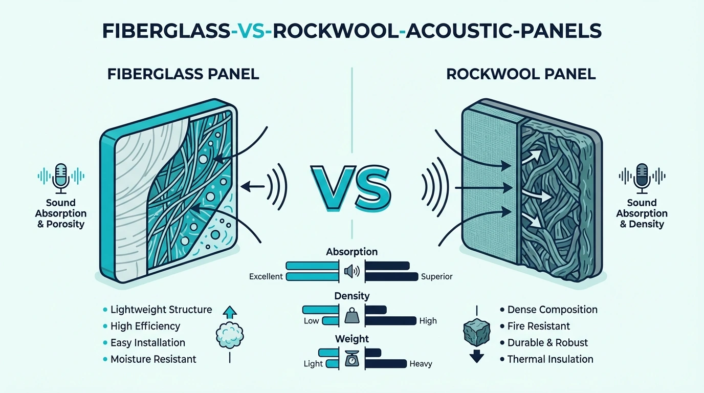 Fiberglass-Vs-Rockwool-Acoustic-Panels for best acoustic panels