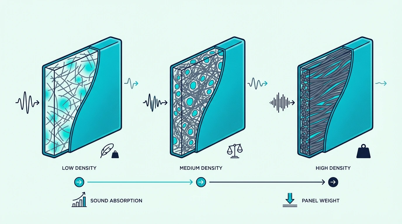 Fiberglass density options for acoustic panels