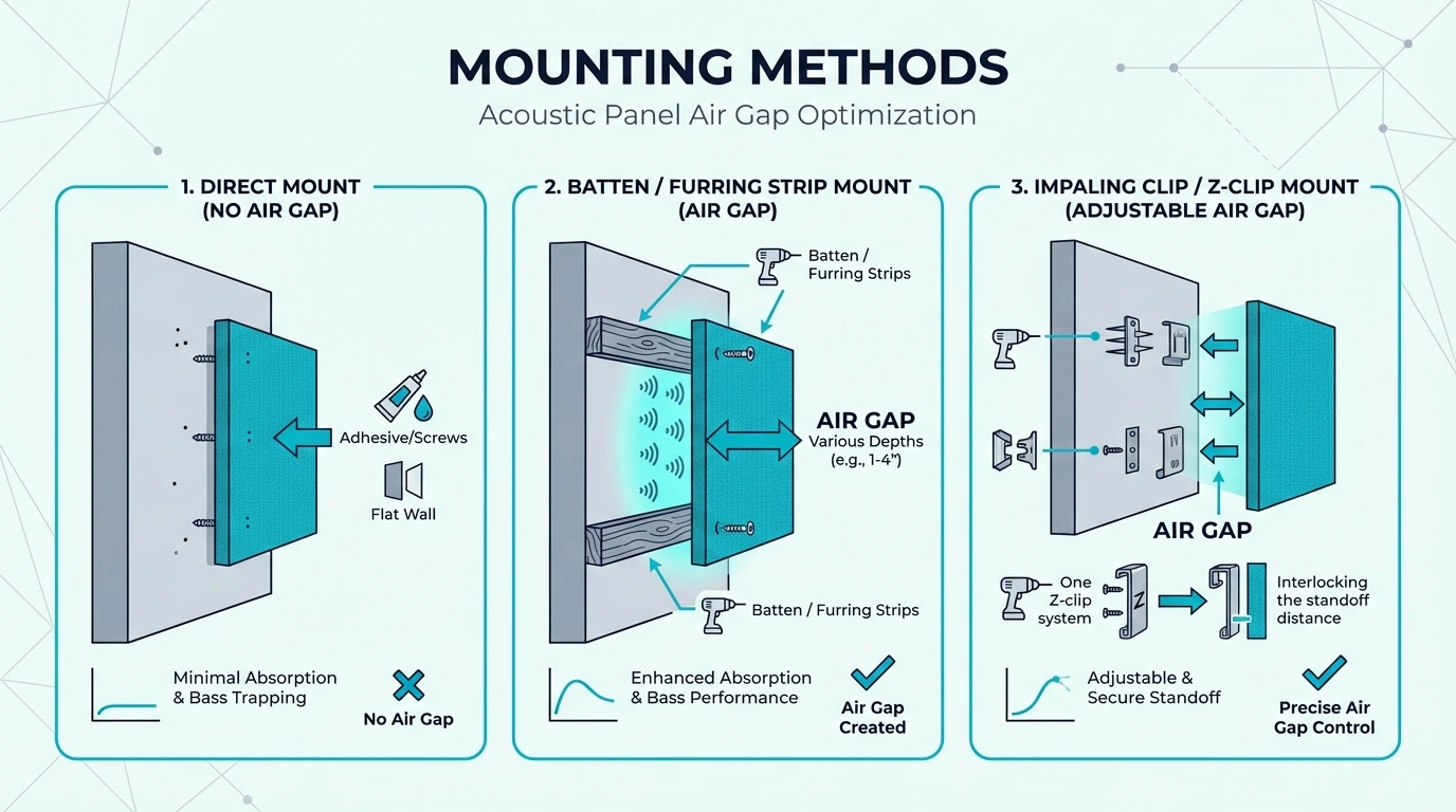 Mounting methods that create an air gap behind panels