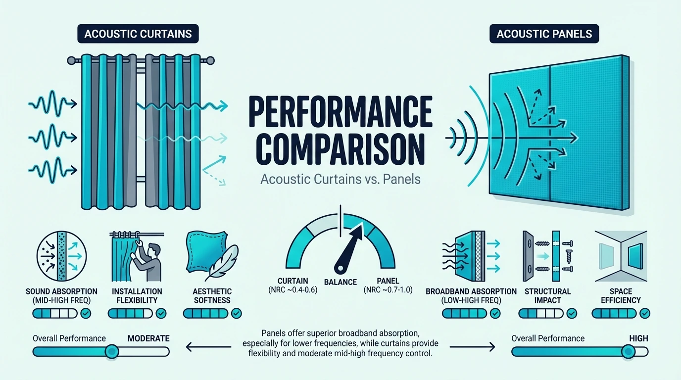 Performance comparison for different acoustic panel spacing