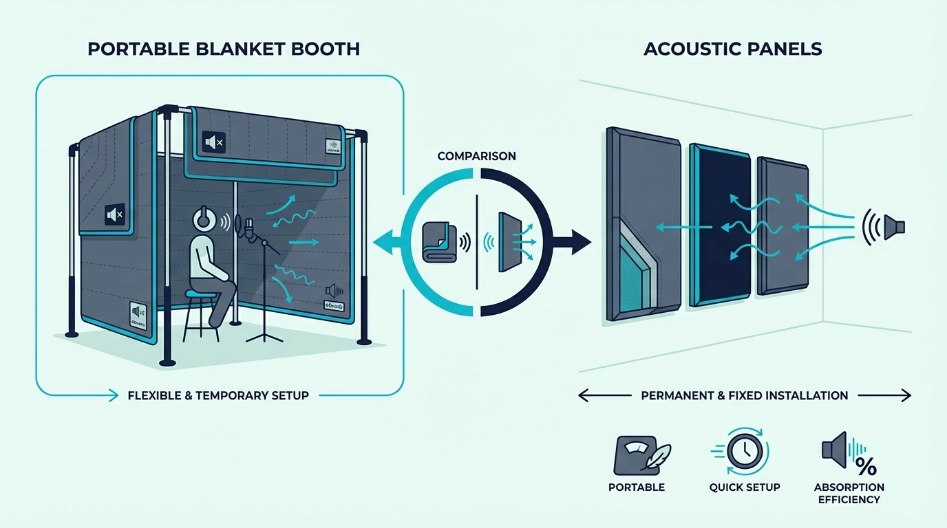 Portable blanket booth for recording vocals