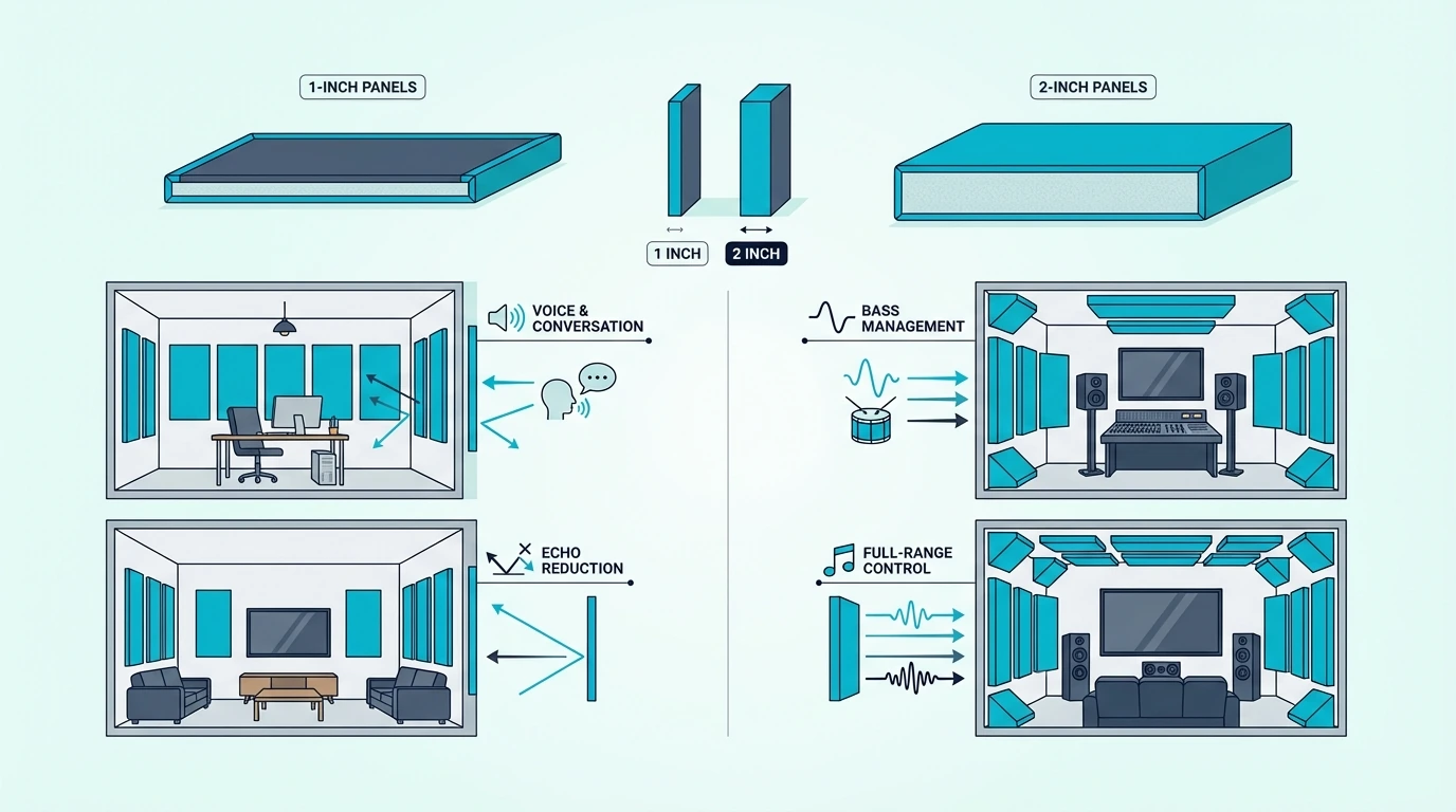 Room application guide for 1-inch vs 2-inch panels
