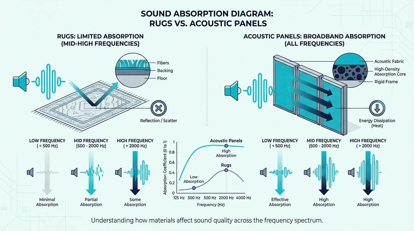 Diagram showing which frequencies a rug can absorb