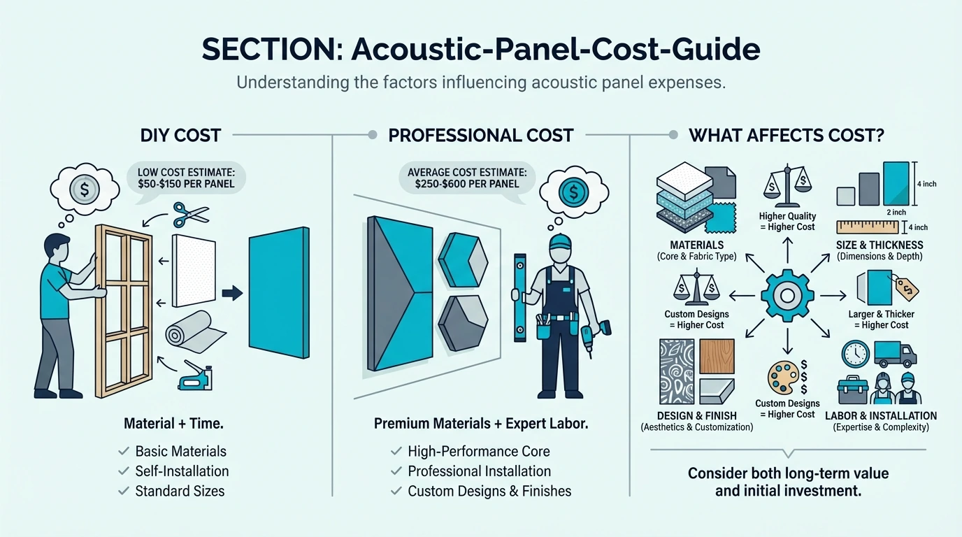 Cost guide for acoustic panels by room and panel type