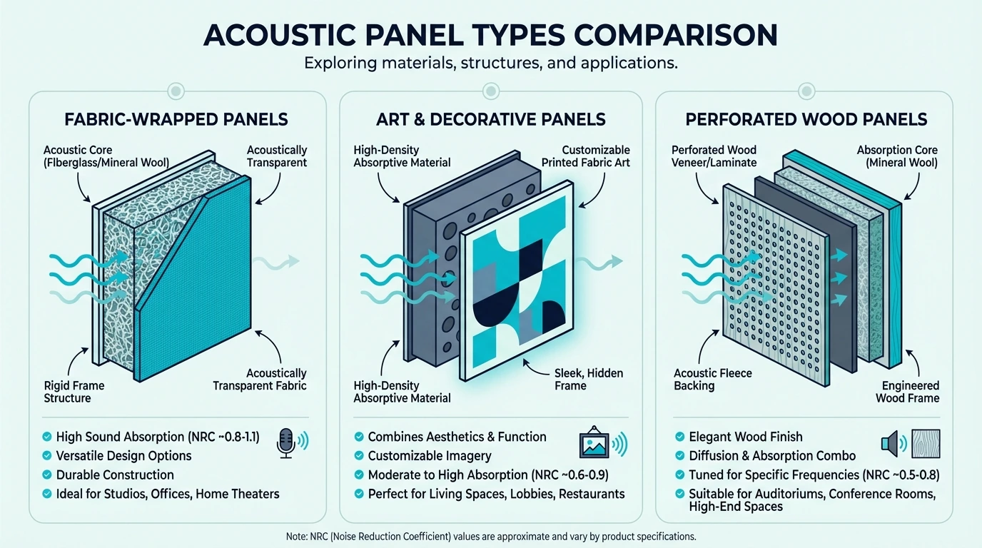 Comparison of different acoustic panel types